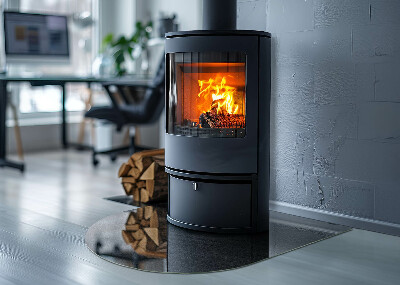 Halfronde plaat voor onder houtkachel Natuursteenpatroon