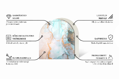 Halfronde plaat onder houtkachel Abstracte wolkvormen in vaste stoffen