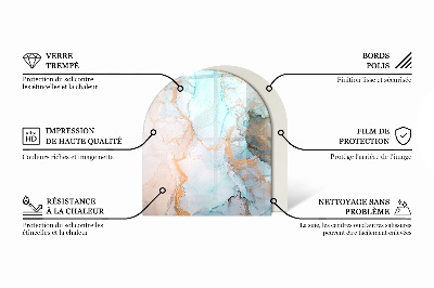 Halfronde plaat onder houtkachel Abstracte wolkvormen in vaste stoffen
