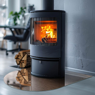 Halfronde plaat voor onder houtkachel Patroon geïnspireerd op hout