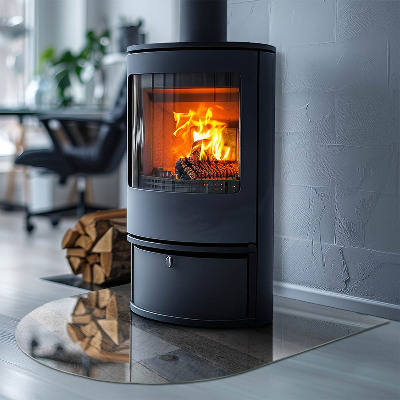 Halfronde vloerplaat openhaard Kleuren van het bord in diverse tinten.