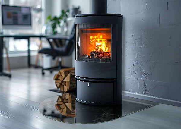 Halfronde vloerplaat openhaard Stijlvol marmermotief