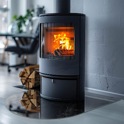 Halfronde vloerplaat openhaard Stijlvol marmermotief