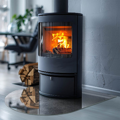 Halfronde plaat onder houtkachel Ruwe structuurpatroon