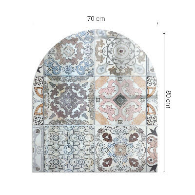 Halfronde plaat voor onder houtkachel Mozaïekpatronen in tegels