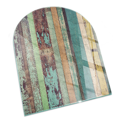 Halfronde plaat onder houtkachel Kleuren van het bord in verschillende tinten