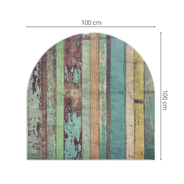 Halfronde plaat onder houtkachel Kleuren van het bord in verschillende tinten