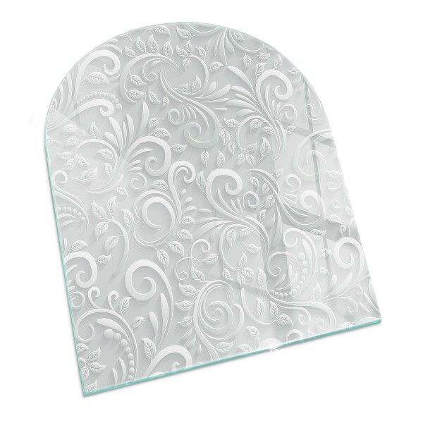 Halfronde plaat onder houtkachel Stijlvol plantenmotief