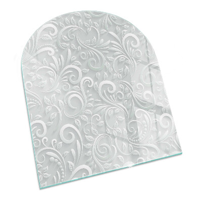 Halfronde plaat onder houtkachel Stijlvol plantenmotief