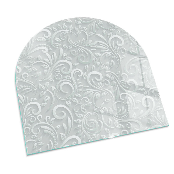 Halfronde plaat onder houtkachel Stijlvol plantenmotief