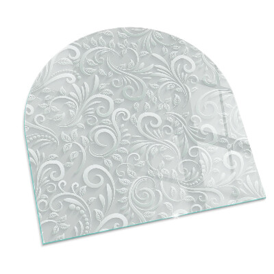 Halfronde plaat onder houtkachel Stijlvol plantenmotief