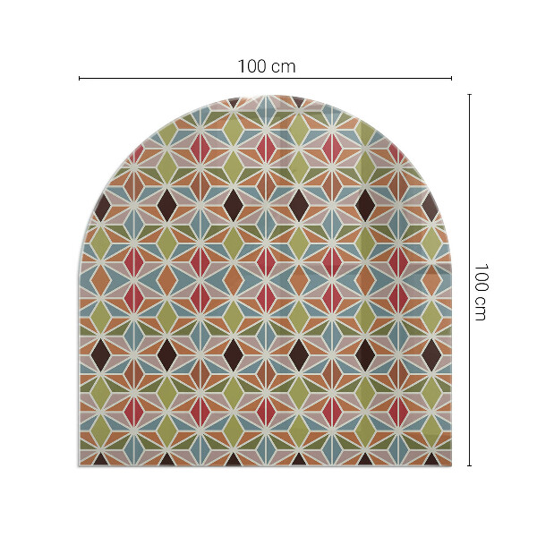 Halfronde plaat onder houtkachel Veelhoekige patronen op het web