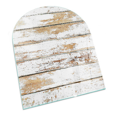 Halfronde vloerplaat openhaard Roestige houten plank