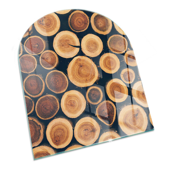 Halfronde plaat voor onder houtkachel Doos met houten frame