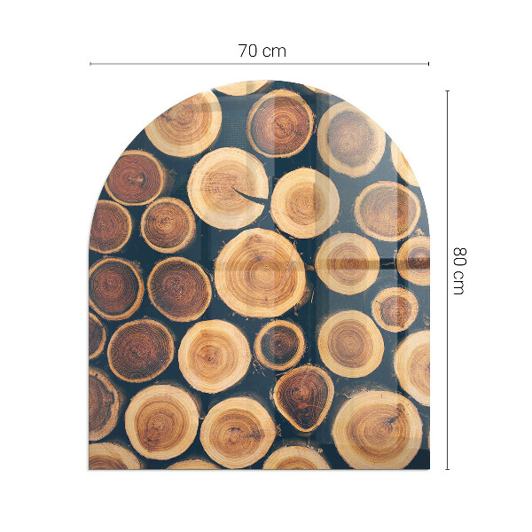Halfronde plaat voor onder houtkachel Doos met houten frame