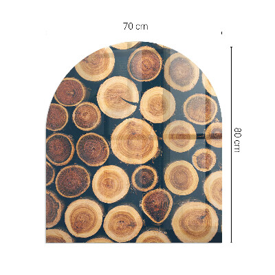 Halfronde plaat voor onder houtkachel Doos met houten frame