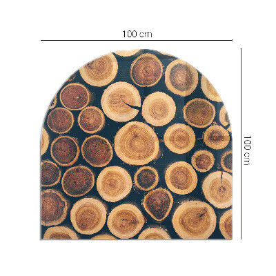 Halfronde plaat voor onder houtkachel Doos met houten frame