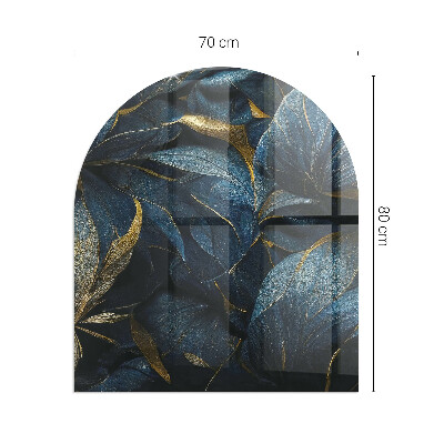 Halfronde plaat onder houtkachel Stijlvolle bladeren in de structuur