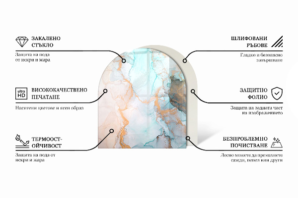 Halfronde vloerplaat openhaard Vloeiend abstract motief
