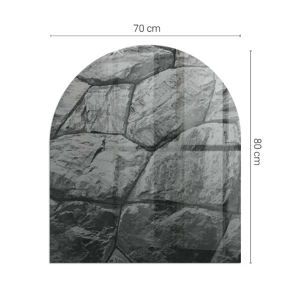 Halfronde plaat onder houtkachel Steenstijl in een natuurlijke uitvoering
