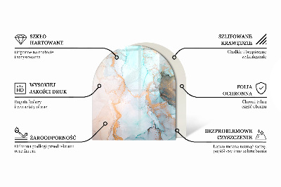 Halfronde vloerplaat openhaard Marmerlook met subtiele adering.