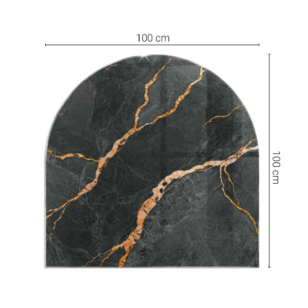 Halfronde vloerplaat openhaard Marmerlook met subtiele adering.
