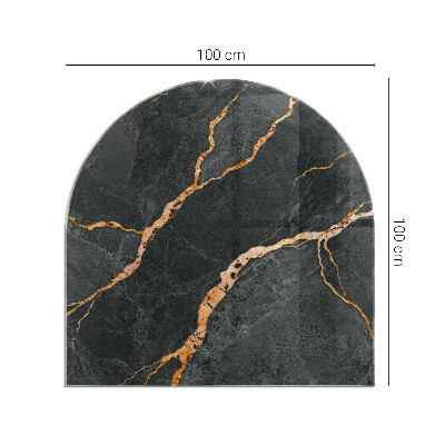 Halfronde vloerplaat openhaard Marmerlook met subtiele adering.