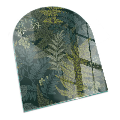 Halfronde plaat voor onder houtkachel Plantenpatronen met vlinders