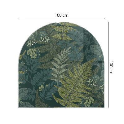 Halfronde plaat voor onder houtkachel Plantenpatronen met vlinders