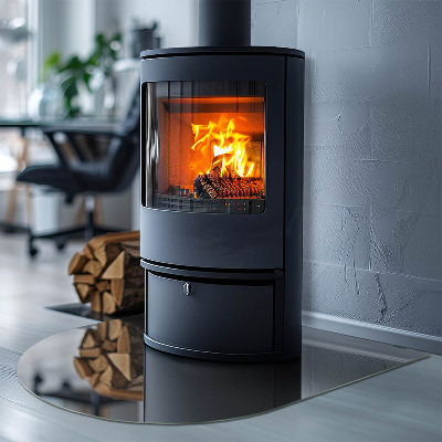 Halfronde plaat onder houtkachel Kleur: Grijsbruin