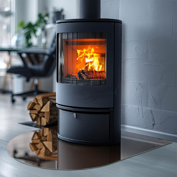 Halfronde vloerplaat openhaard Kleur bruin