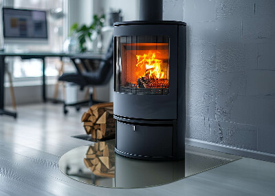 Halfronde plaat onder houtkachel Grijsgroene kleur