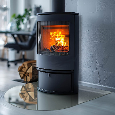 Halfronde plaat onder houtkachel Kleur: Lichtgroen