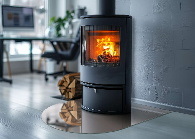 Halfronde plaat onder houtkachel Kleur: Lichtbruin