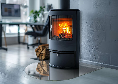 Halfronde plaat voor onder houtkachel Kleur: Lichtgrijs