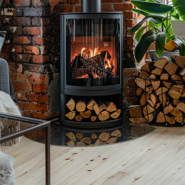 Kwartcirkel vloerplaat voor kachel Natuursteenpatroon