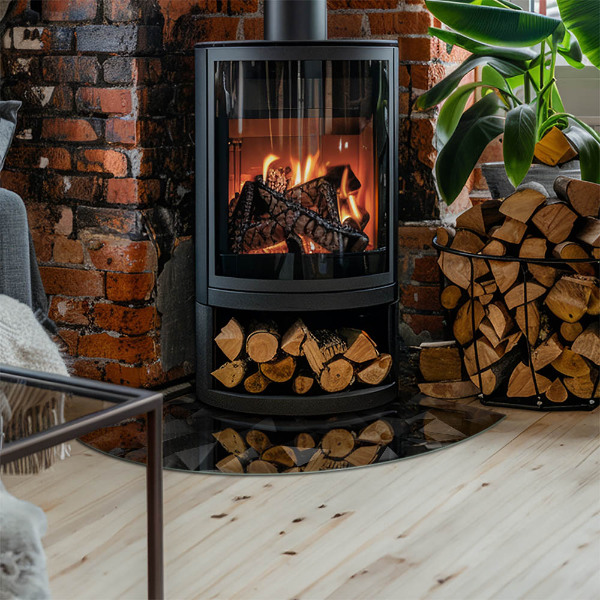 Kwartcirkel vloerplaat voor houtkachel Geometrie in drie dimensies