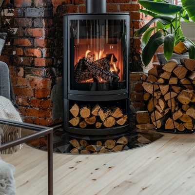 Kwartcirkel vloerplaat voor houtkachel Geometrie in drie dimensies