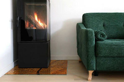 Plaat voor onder kachel Een dwarsdoorsnede van hout met een duidelijke nerf.