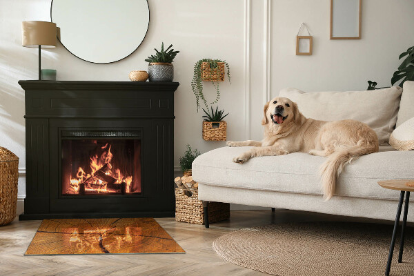 Plaat voor onder kachel Een dwarsdoorsnede van hout met een duidelijke nerf.