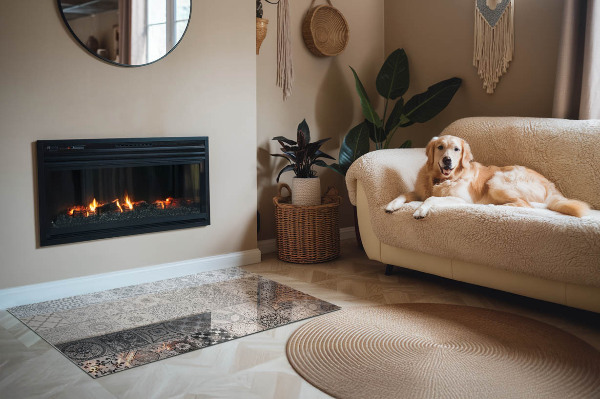 Plaat voor onder kachel Stijlvolle tegelpatronen