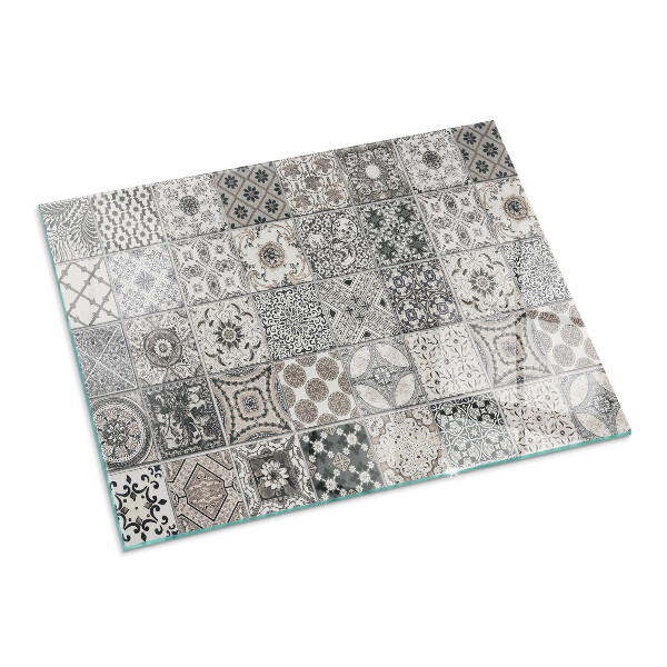 Plaat voor onder kachel Stijlvolle tegelpatronen