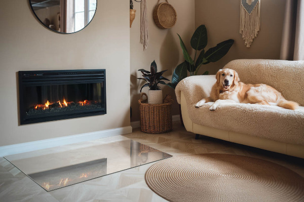 Plaat voor onder kachel Styling met een marmerpatroon