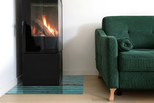 Plaat voor onder kachel De rustieke uitstraling van de planken op het product.