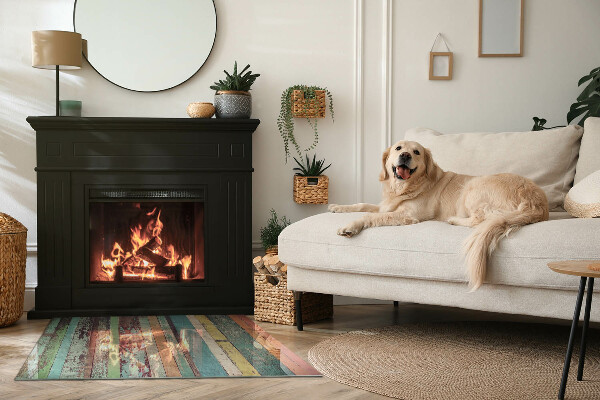 Plaat voor onder kachel Borden in vele kleurrijke tinten.