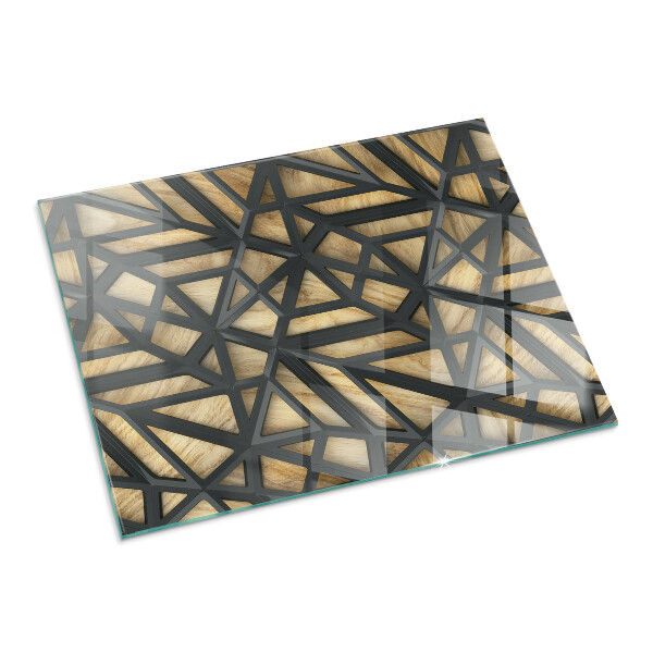 Vloerplaat openhaard Geometrische patronen met een houten achtergrond.