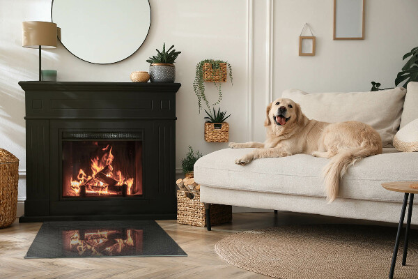 Plaat voor onder kachel Patroon van stenen bestrating