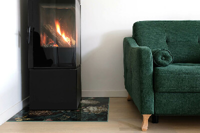 Plaat voor onder kachel Vlinders tegen een achtergrond van bloemen