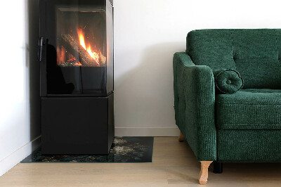 Plaat voor onder kachel Vlinders tegen een achtergrond van bloemen