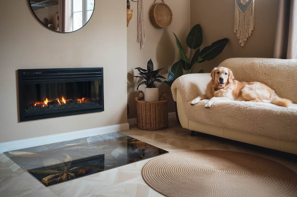 Vloerplaat openhaard Chique bladeren in een patroon